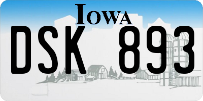 IA license plate DSK893