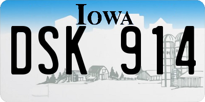 IA license plate DSK914