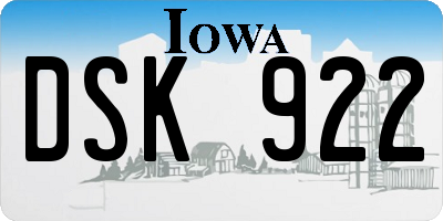 IA license plate DSK922