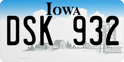 IA license plate DSK932