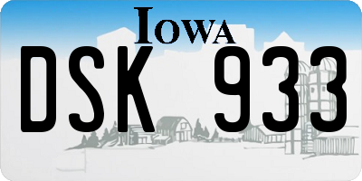 IA license plate DSK933
