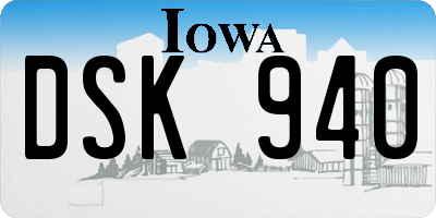 IA license plate DSK940