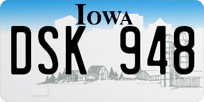 IA license plate DSK948
