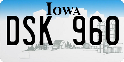 IA license plate DSK960