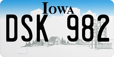 IA license plate DSK982