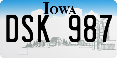 IA license plate DSK987