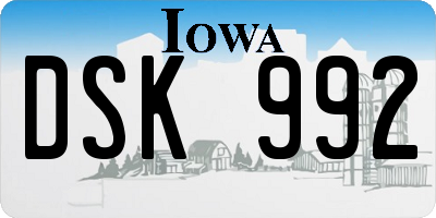 IA license plate DSK992