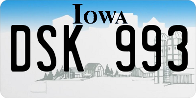 IA license plate DSK993