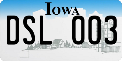 IA license plate DSL003