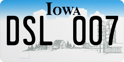 IA license plate DSL007