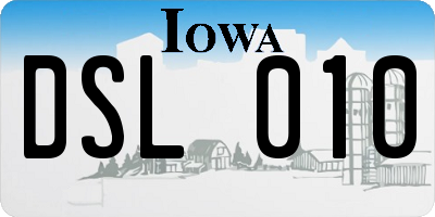 IA license plate DSL010
