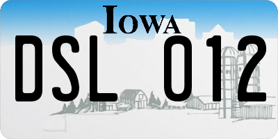 IA license plate DSL012
