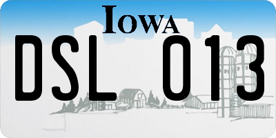 IA license plate DSL013