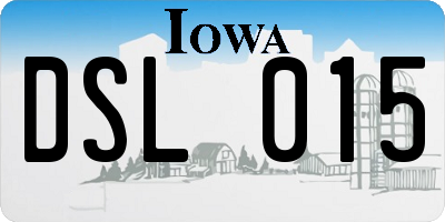 IA license plate DSL015