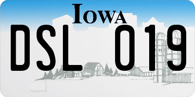 IA license plate DSL019