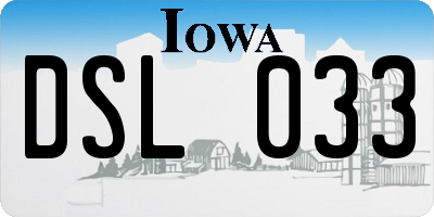 IA license plate DSL033