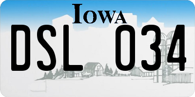 IA license plate DSL034