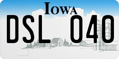 IA license plate DSL040