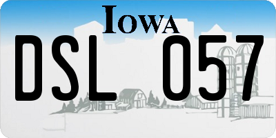 IA license plate DSL057
