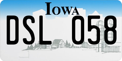 IA license plate DSL058