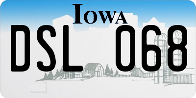 IA license plate DSL068