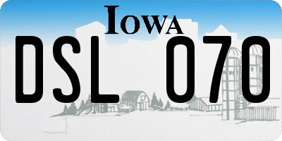 IA license plate DSL070