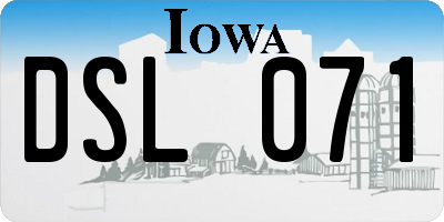 IA license plate DSL071