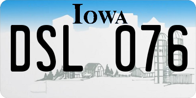 IA license plate DSL076