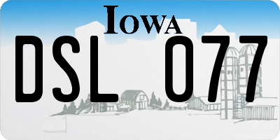 IA license plate DSL077