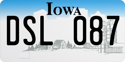 IA license plate DSL087