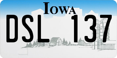 IA license plate DSL137