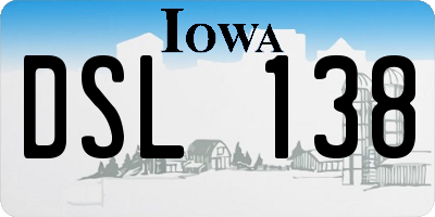 IA license plate DSL138