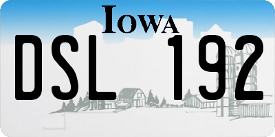 IA license plate DSL192