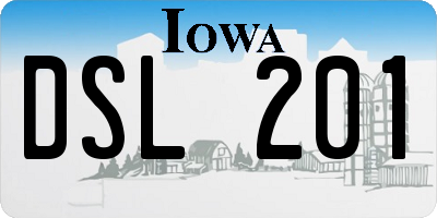 IA license plate DSL201