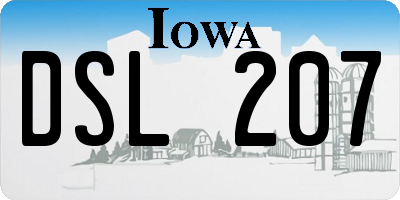 IA license plate DSL207