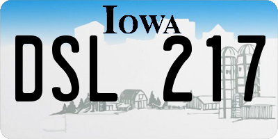 IA license plate DSL217