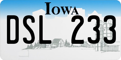 IA license plate DSL233