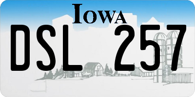 IA license plate DSL257