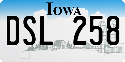 IA license plate DSL258