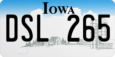IA license plate DSL265