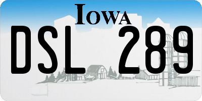 IA license plate DSL289