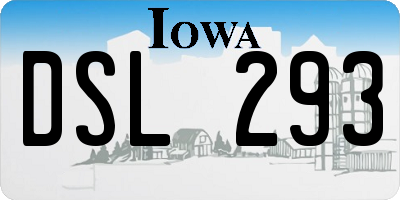 IA license plate DSL293