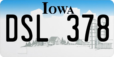 IA license plate DSL378