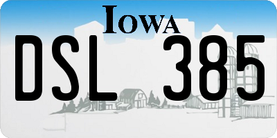 IA license plate DSL385