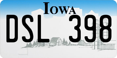 IA license plate DSL398