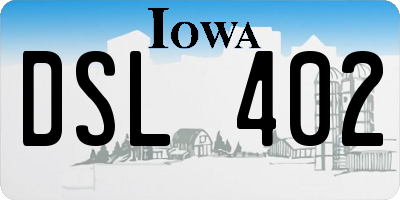 IA license plate DSL402