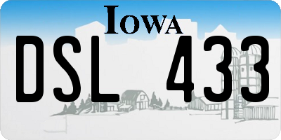 IA license plate DSL433