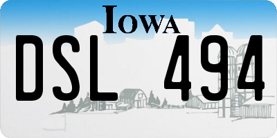 IA license plate DSL494
