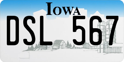 IA license plate DSL567