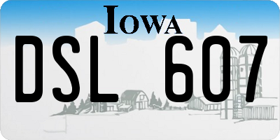 IA license plate DSL607